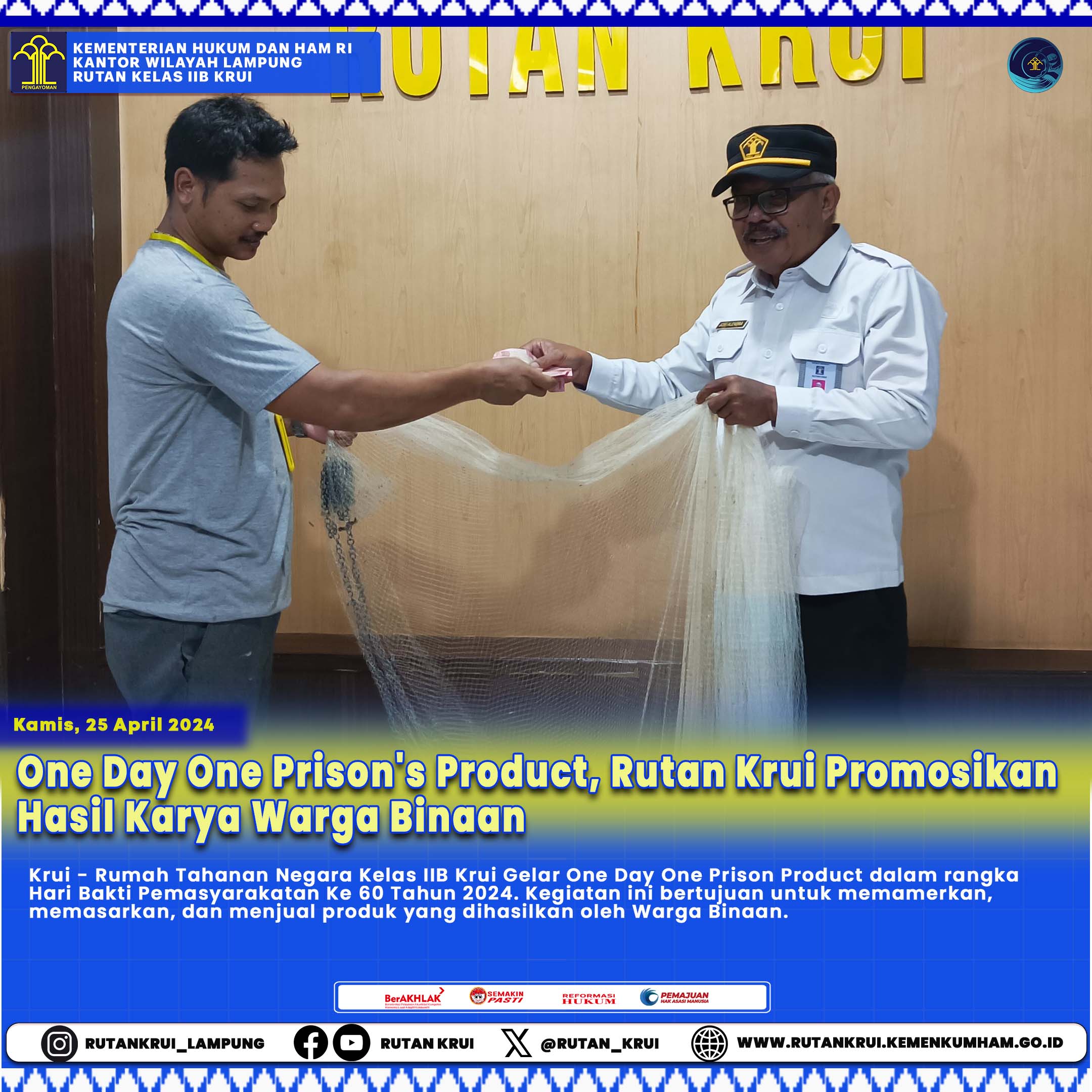 One Day One Prison's Product, Rutan Krui Promosikan Hasil Karya Warga Binaan